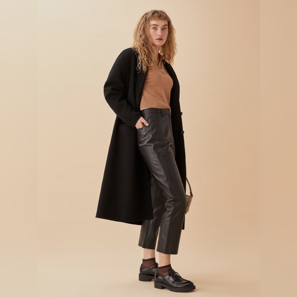 Reformation Veda Leather Cropped Pants In Black Size 12 - Picture 1 of 17